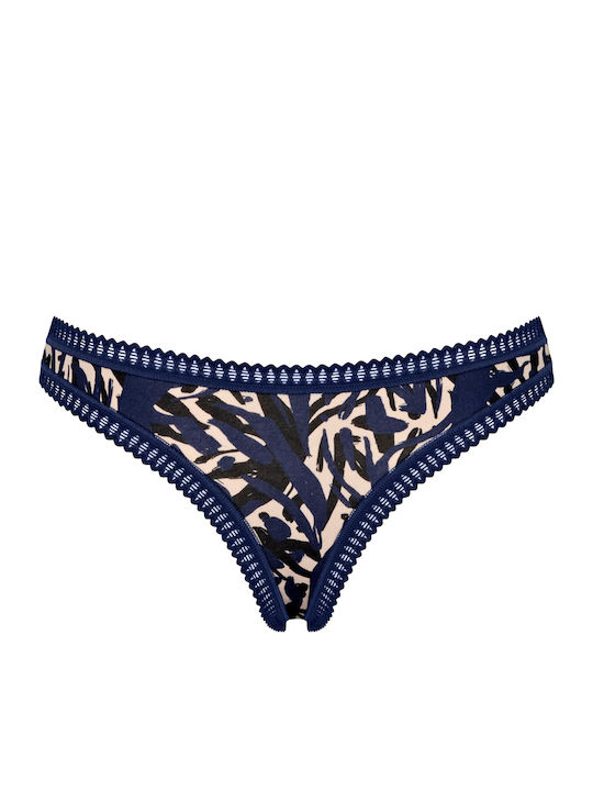 Βαμβακερά Women's String 3Pack Black, Blue, Printed