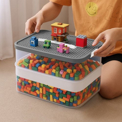 Kruzzel Kinder Spielzeugkiste aus Transparentem Kunststoff