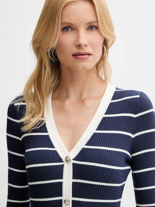 Midi Shirt Dress Wrap Blue/White