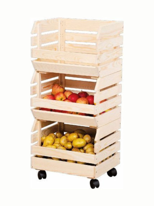Kesper Τρόλεϊ Κουζίνας Ξύλινο 3 Θέσεων Καφέ 37x30x80cm