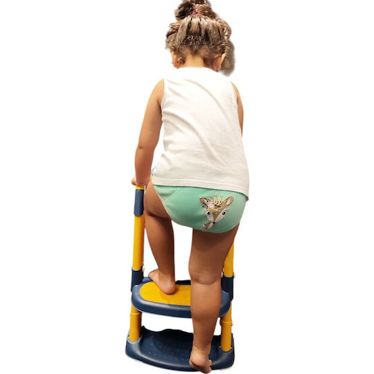 Baby Wise Toddler Toilet Seat with Footrest Handles and Cushion Blue / Yellow