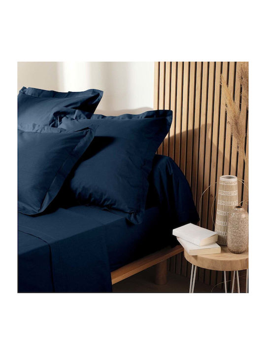 Douceur d'Intérieur Biolina Σεντόνι King Size με Λάστιχο 180x200εκ. Dark Blue