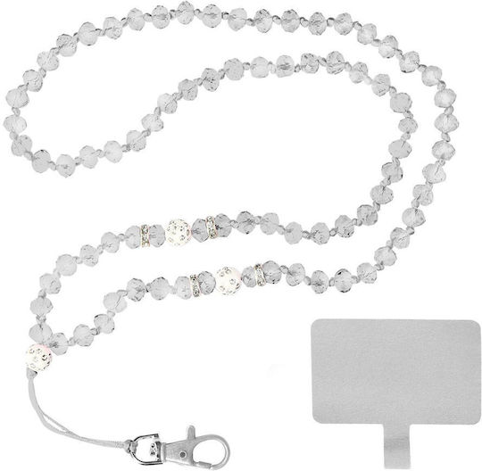 Universal Phone Case Lanyard Pendant Pearls 74cm White