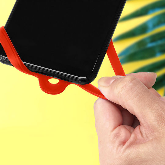 Universal Smartphone Cord Silicone Extendable Adjustable 90cm Red