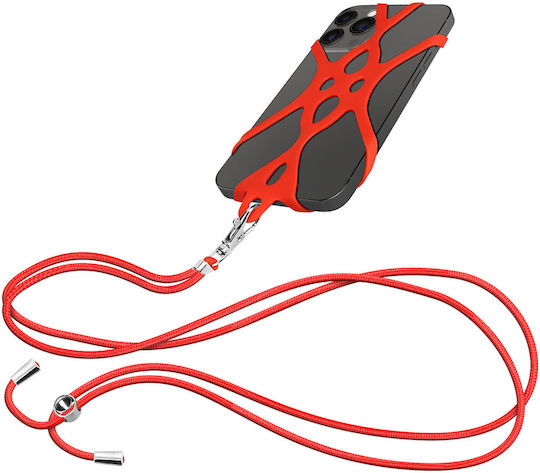 Universal Smartphone Cord Silicone Extendable Adjustable 90cm Red