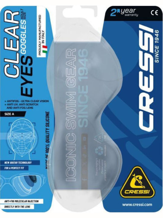 CressiSub Swimming Goggles Adults with Anti-fog Lenses Transparent