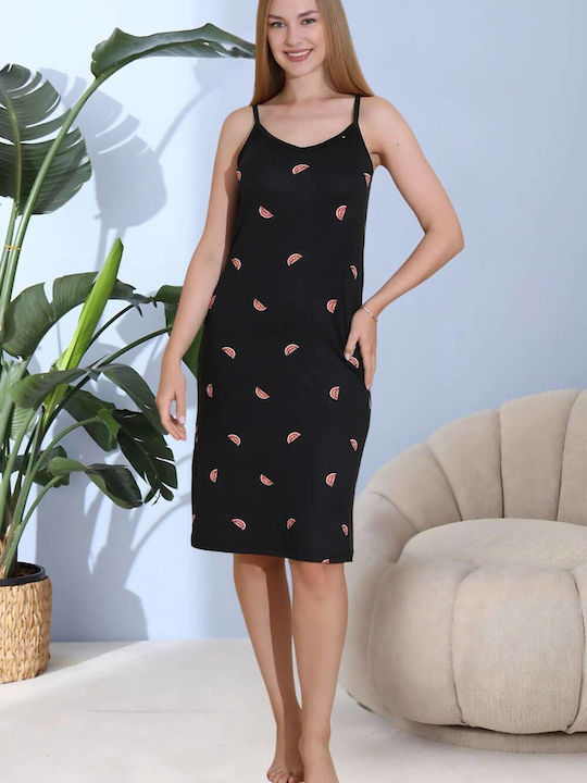 Boyraz Sommer Damen Nachthemd Black