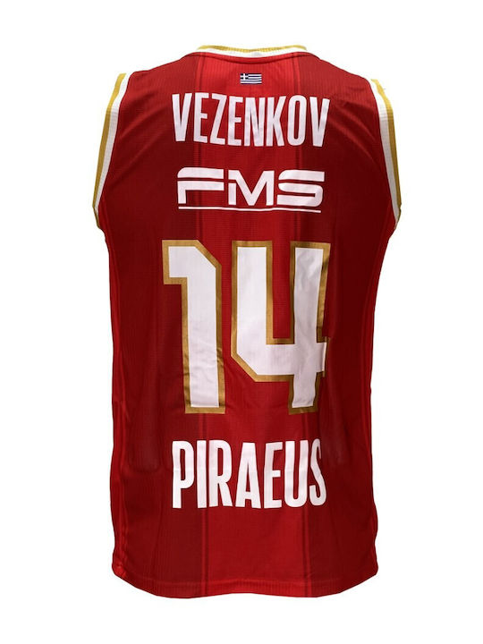 Gsa Official Men's Basketball Jersey Olympiacos B.c Anniversary Vezenkov 24/25 Red 1747162-2