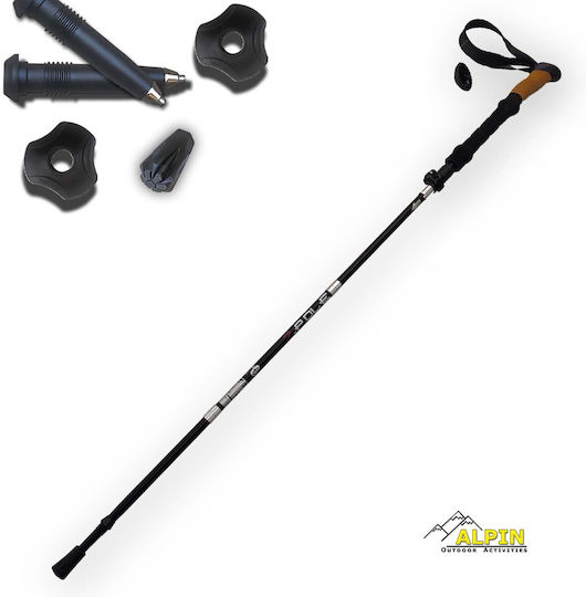Alpin Pliabile Baston de trekking din aluminiu 1 buc Negru