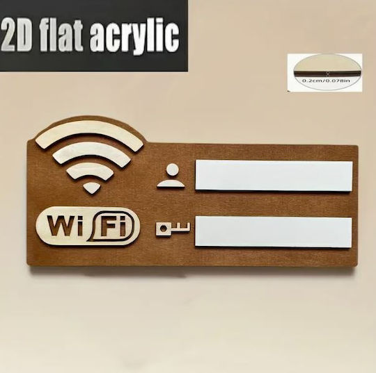 Επίπεδη Ρετρό Ξύλινη Επιγραφή Κωδικού Wifi