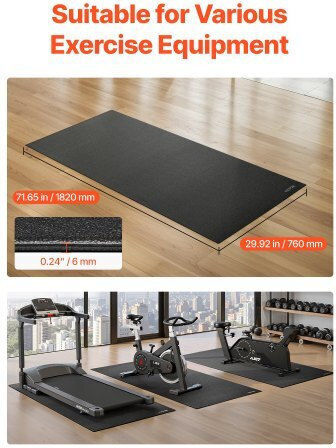 Vevor Gym Exercise Equipment Floor Mat Black 76x182cm