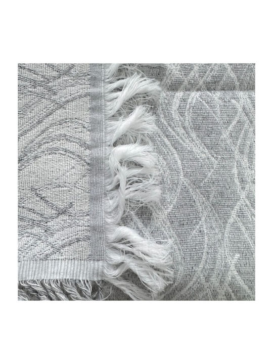 To megalo pazari Throws Set 3 Pcs Two Sides Chenille Light Gray