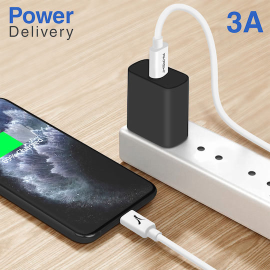 Cable Usb Type C To Lightning Quick Charge Transfer 1m Signed Akashi White