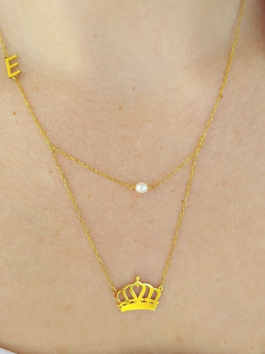 Dio Jewellery Lab Necklace from Gold Plated Silver with Pearls
