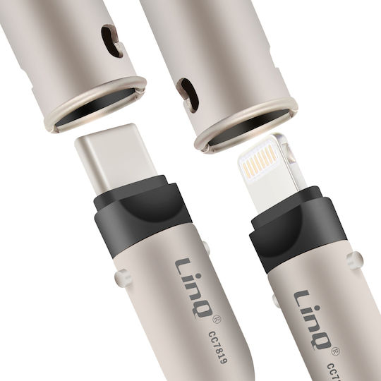 Linq Kabel Usb-C Zu Blitzkabel Power Delivery 36w Kompakt 30cm Hellgrau
