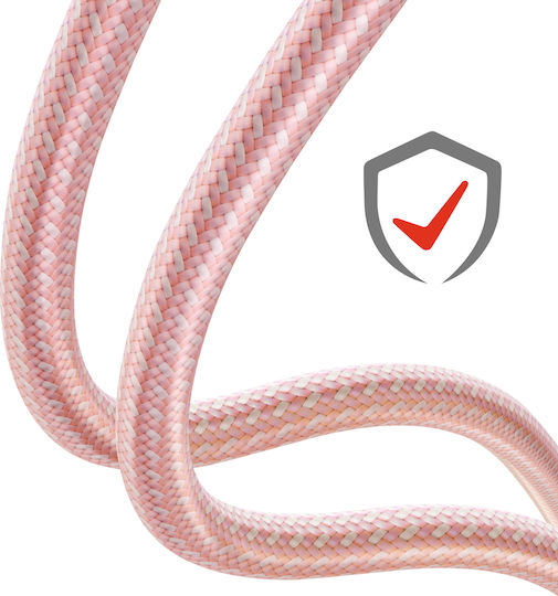 Swissten USB Type-C To USB Type-C Braided Anti-Kink Design Cable Pink