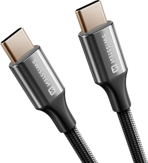 Swissten Cable Usb-c To Usb-c Design Braided Anti-kink Black