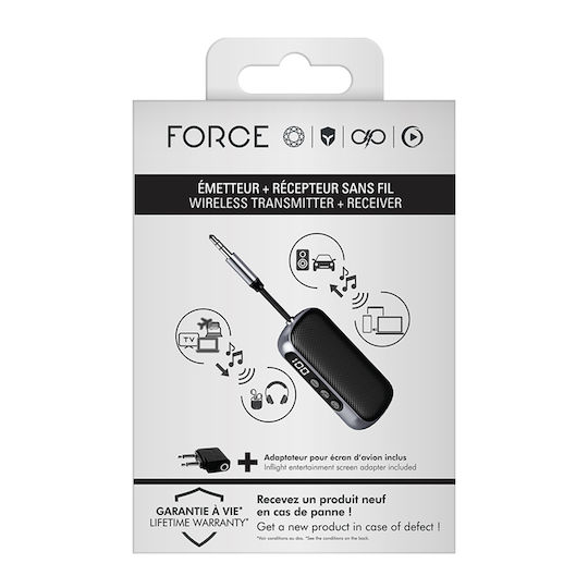 Force Play 2-in-1 Bluetooth Audio Adapter 3,5 mm Klinke Transmitter Receiver Schwarze