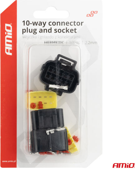Connector Socket 10 Pin Φ2.2mm Waterproof Amio 1 Pc Amio 04351/am