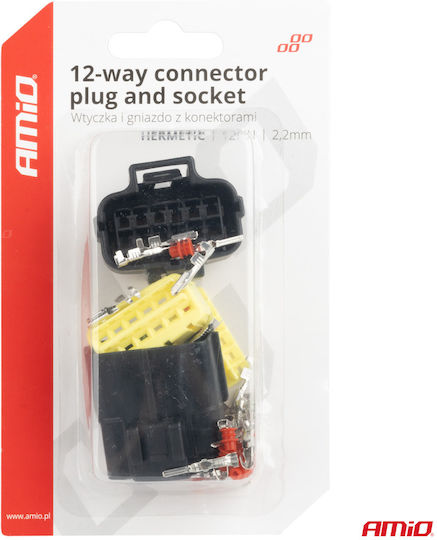 Connector Socket 12 Pin Φ2.2mm Waterproof Amio 1 Pc Amio 04352/am