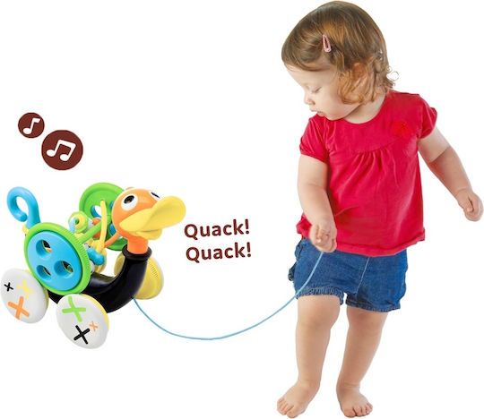 Yookidoo Дърпаща играчка Pull Along Whistling Duck от дърво с музика и звуци за 12++ месеца