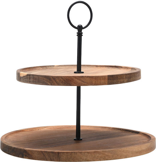 Estia Allure Hölzernes Etagere 2 Etagen Braun Ø25cm W25xL25cm 1Stück