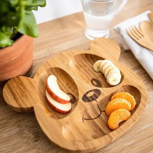 Ola Bamboo Baby Food Plate made of Bamboo Brown