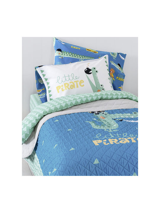 Nima Little Pirate Kids Cotton Pillowcase Set 52x72cm Light Blue, Green