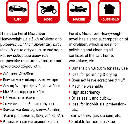Auto Gs Cloth Microfiber Cleaning for Body Car 600gsm Orange 60x40cm