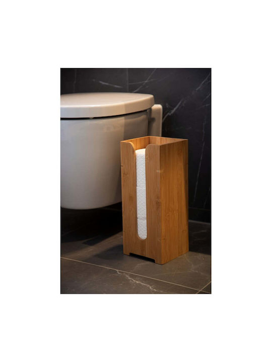 Wenko Floor Paper Holder Bamboo Brown