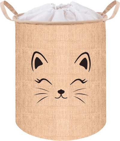 Kruzzel Kinder Wäschekorb Faltbar aus Stoff Beige 32x32cm 1Stück