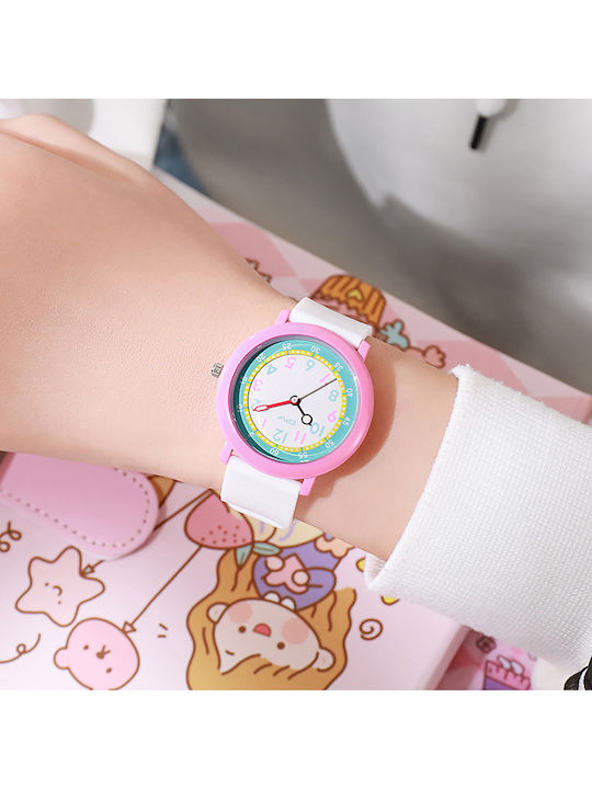 Techkidz Waterproof Quartz Children's Watch Flex Model White Pink