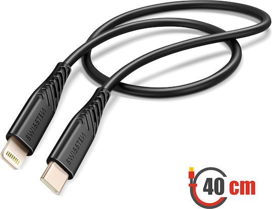 Swissten Usb-c To Lightning 30w Silicone Anti-kink Cable Black
