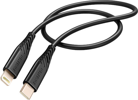 Swissten Usb-c To Lightning 30w Silicone Anti-kink Cable Black
