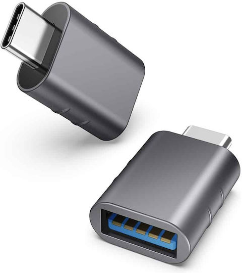 Techsuit Μετατροπέας USB-C / Thunderbolt 3 female σε Thunderbolt 3 female Γκρι 1τμχ