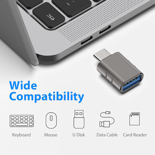 Techsuit Μετατροπέας USB-C / Thunderbolt 3 female σε Thunderbolt 3 female Γκρι 1τμχ