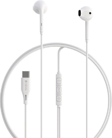 Devia Wired In-Ear Freisprecheinrichtung Kopfhörer mit Stecker USB-C Weiß