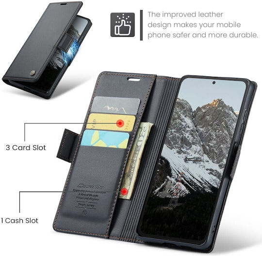 Caseme Wallet Δερμάτινο / Δερματίνης Μαύρο (Redmi Note 14 4G)