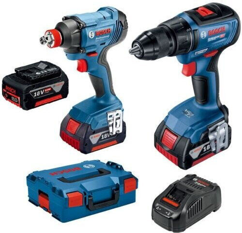 Bosch GSR Set Drill Driver & Impact Driver 18V with 3 Batteries 5Ah and Case