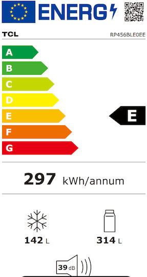 TCL Kühl-Gefrierkombination 456Es Total NoFrost H201xB59.5xT68cm. Inox RP456BLE0EE
