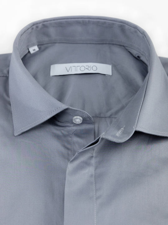 Long-sleeved Cotton Shirt Grey