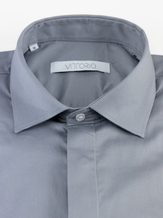 Long-sleeved Cotton Shirt Grey