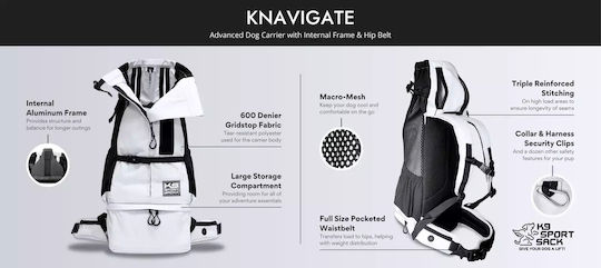K9 Sport Sack Σακίδιο Πλάτης για Μεταφορά Σκύλου Γκρι