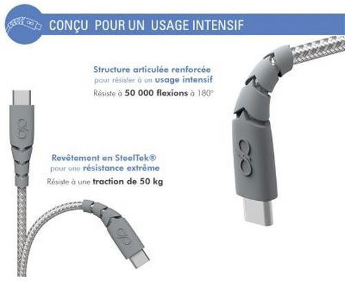 Force Power Ultra-reinforced Usb C Usb C Cable 3m 3a Grey