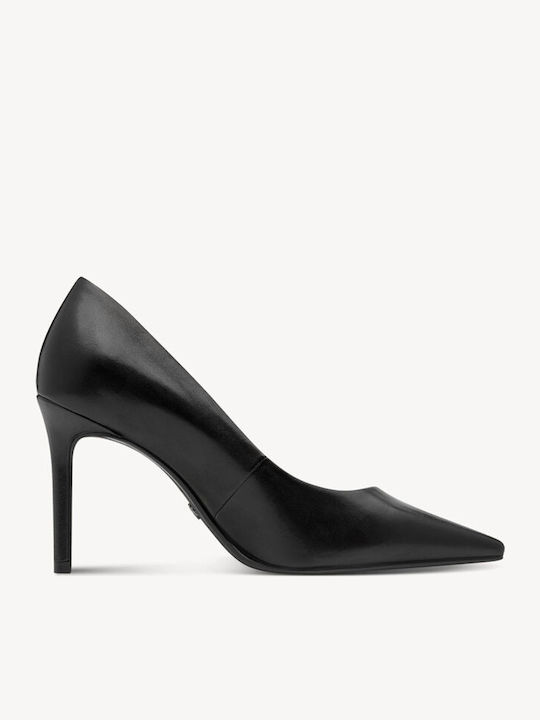 Leather Pointed Toe Black High Heels