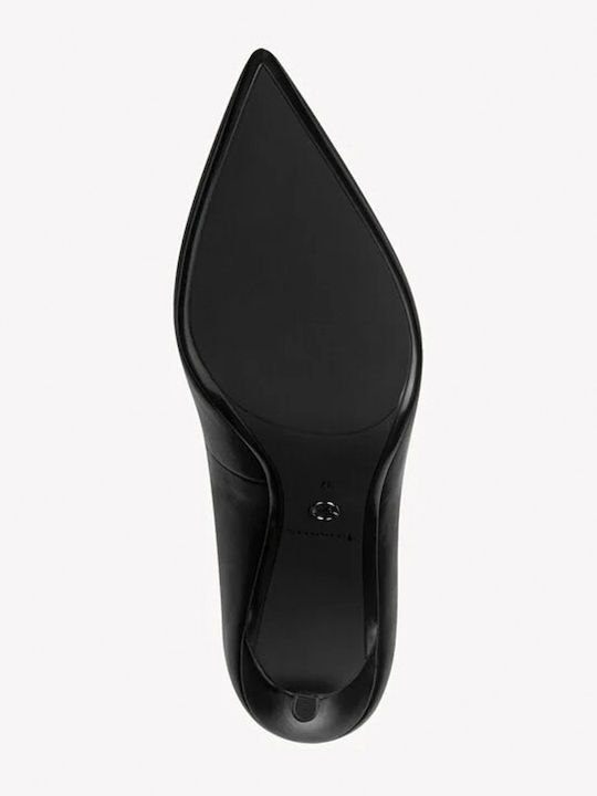 Leather Pointed Toe Black High Heels