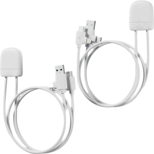 Xoopar 4 In 1 Usb A+c/usb C+lightning Ice-tag Charging Transfer Cable White