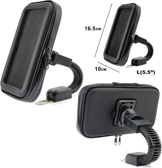 Waterproof Mobile Phone Holder Mirror Case for Motorcycle & Bicycle Mobile Phones Up to 5.5''