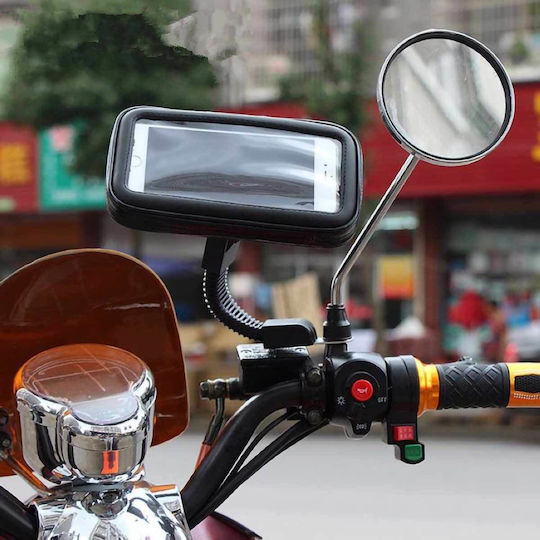 Waterproof Mobile Phone Holder Mirror Case for Motorcycle & Bicycle Mobile Phones Up to 5.5''