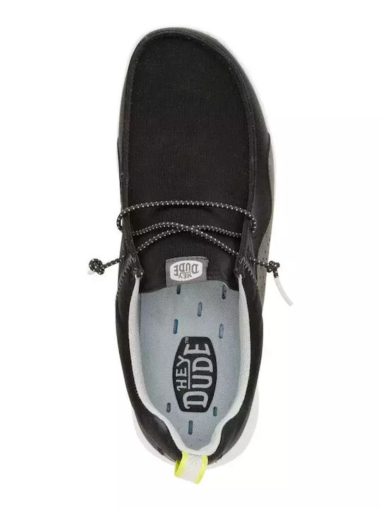 Wally Men's Boat Shoes Black Relaxed Fit